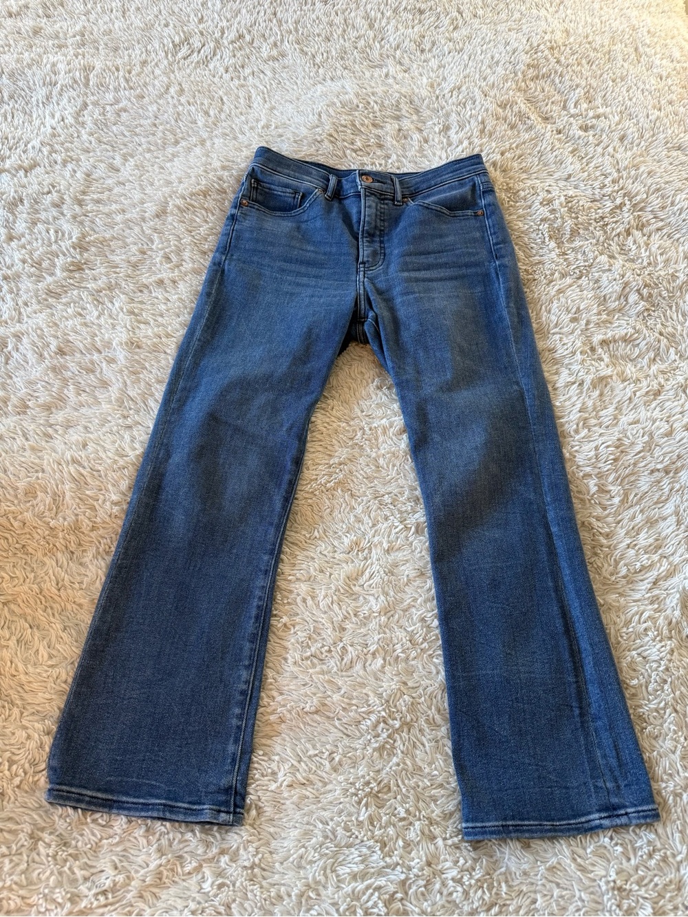 Express Dark Blue Cropped Flare Jeans